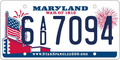 MD license plate 6AD7094