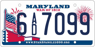 MD license plate 6AD7099