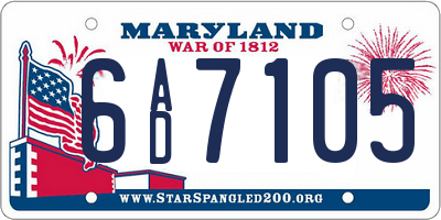 MD license plate 6AD7105