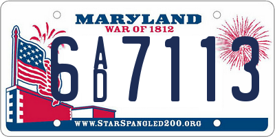 MD license plate 6AD7113