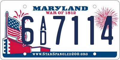MD license plate 6AD7114