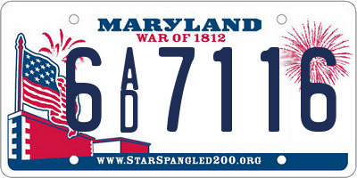 MD license plate 6AD7116
