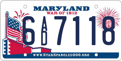 MD license plate 6AD7118