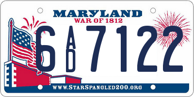MD license plate 6AD7122