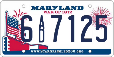 MD license plate 6AD7125