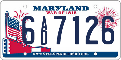MD license plate 6AD7126