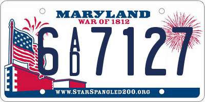 MD license plate 6AD7127