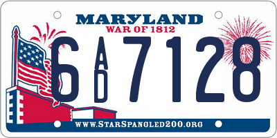 MD license plate 6AD7128