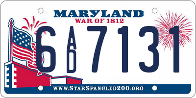 MD license plate 6AD7131
