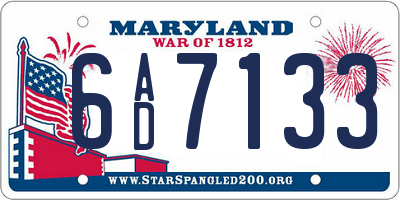 MD license plate 6AD7133