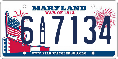 MD license plate 6AD7134
