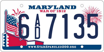 MD license plate 6AD7135