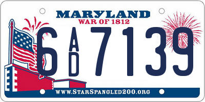 MD license plate 6AD7139