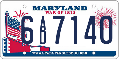MD license plate 6AD7140