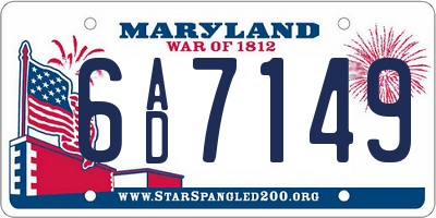 MD license plate 6AD7149
