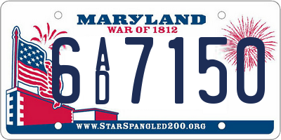 MD license plate 6AD7150