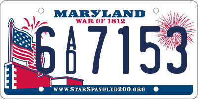 MD license plate 6AD7153