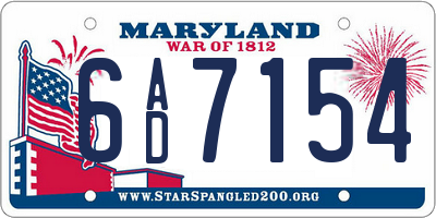 MD license plate 6AD7154