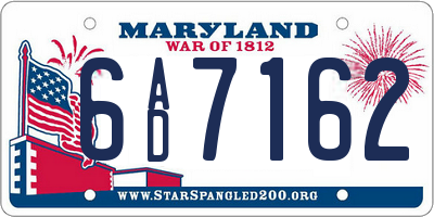 MD license plate 6AD7162