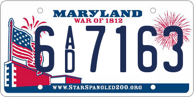 MD license plate 6AD7163