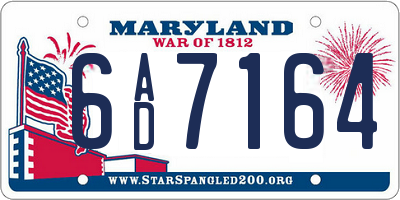 MD license plate 6AD7164