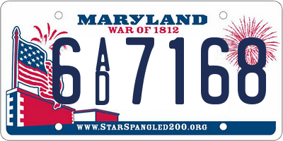 MD license plate 6AD7168