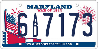MD license plate 6AD7173