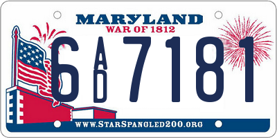MD license plate 6AD7181
