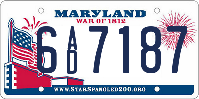 MD license plate 6AD7187