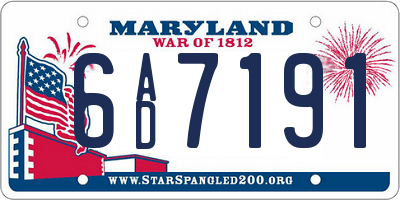 MD license plate 6AD7191