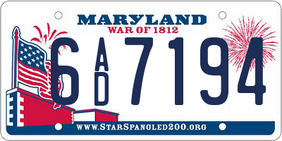MD license plate 6AD7194