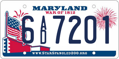 MD license plate 6AD7201