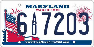 MD license plate 6AD7203