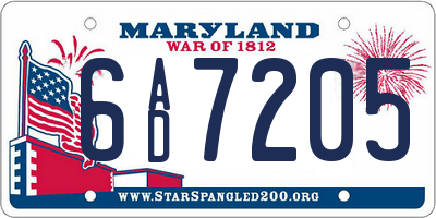 MD license plate 6AD7205