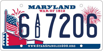 MD license plate 6AD7206