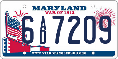 MD license plate 6AD7209