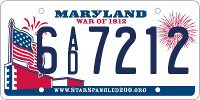 MD license plate 6AD7212