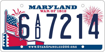MD license plate 6AD7214