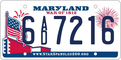 MD license plate 6AD7216