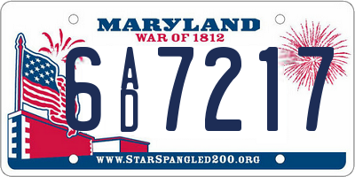 MD license plate 6AD7217