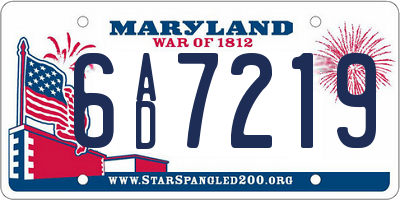 MD license plate 6AD7219