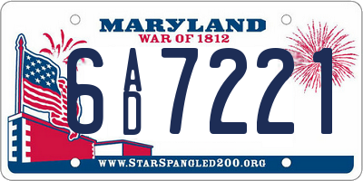 MD license plate 6AD7221