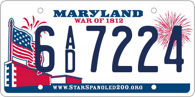 MD license plate 6AD7224