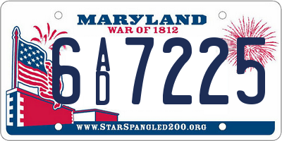 MD license plate 6AD7225