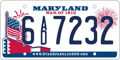 MD license plate 6AD7232