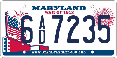 MD license plate 6AD7235