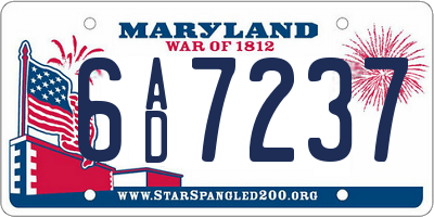 MD license plate 6AD7237