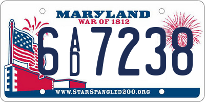MD license plate 6AD7238