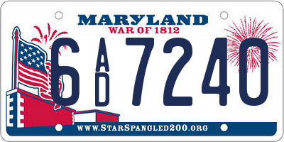 MD license plate 6AD7240