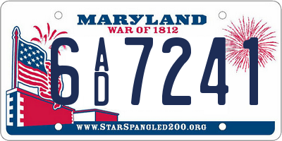 MD license plate 6AD7241
